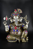 White Whale Ganesha Statue, Sitting Lord Ganesha Idol, Ganapati, Vinayaka. Hindu Elephant God & Good Luck Gift for New Beginnings