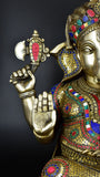 White Whale Lord Ganesha Brass Statue Hindu Religious Lord Ganesh Sculpture Figurine Ideal for Gift & Home Decor