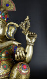 White Whale Lord Ganesha Brass Statue Hindu Religious Lord Ganesh Sculpture Figurine Ideal for Gift & Home Decor