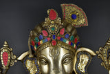 White Whale Lord Ganesha Brass Statue Hindu Religious Lord Ganesh Sculpture Figurine Ideal for Gift & Home Decor