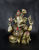 White Whale Lord Ganesha Brass Statue Hindu Religious Lord Ganesh Sculpture Figurine Ideal for Gift & Home Decor