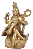 White Whale Maa Saraswati Brass Statue Religious Goddess Sculpture Idol Home Decor