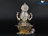 White Whale Brass Lakshmi Idol Hindu Laxmi Goddess Statue Home Office Showpiece Decor
