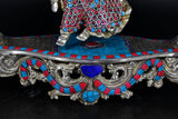 White Whale Brass Madhuram Anuraga Radha Krishna on a Swing - Spectacular Idol Made in Coimbatore and Embellished in Mysore | Best for Temple, Gifting