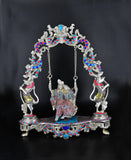 White Whale Brass Madhuram Anuraga Radha Krishna on a Swing - Spectacular Idol Made in Coimbatore and Embellished in Mysore | Best for Temple, Gifting