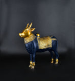 White Whale Brass Mighty Shivanandi Bull with Bells in Matte Black and Royal Gold Finish