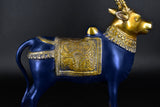 White Whale Brass Mighty Shivanandi Bull with Bells in Matte Black and Royal Gold Finish