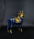 White Whale Brass Mighty Shivanandi Bull with Bells in Matte Black and Royal Gold Finish