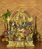 White Whale Shiva Parvati Ganesh Idol Shiv Parivar Brass Murti Statue