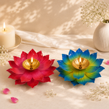 White Whale Lotus Kuber Diya Puja Oil Lamp Brass Akhand Diya Jyot Deepak Home Temple Puja Articles Decor (Set of 2)