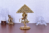 White Whale Lord Krishna Lifting Govardhan Mountain by miskin Metal Statue Home Décor