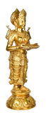 White Whale Brass Deeplaxmi Statue Oil Lamp Laxmi Diya Holding Lady Home Decor