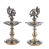 White Whale Brass Peacock Diya Statue Figurine Sculpture for Home Office Decor