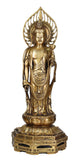 White Whale Brass Lord Buddha Standing Statue Blessing Idol feng Shui Home Decor
