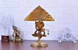 White Whale Lord Krishna Lifting Govardhan Mountain by miskin Metal Statue Home Décor