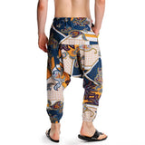 Whitewhale Mens Cotton Printed Harem Pants Pockets Yoga Trousers Hippie