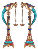 White Whale Brass Parrot Oil Lamp DIya Home Decor - 17 Inchess