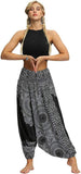 Whitewhale Women Casual Peacock Print Summer Loose Yoga Trousers Baggy Boho Aladdin Jumpsuit Harem Pants