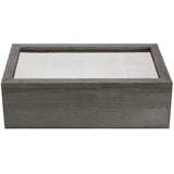 White Whale Tea Box Storage Natural Tea Chest Tea Bag Holder 8 Adjustable Tea Chest Compartments with Glass Window