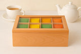 Whitewhale Wooden Tea Box Storage Natural Tea Chest Tea Bag Holder with Glass Window