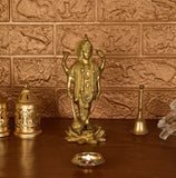 White Whale Brass Lord Vishnu Standing Religious Brass Statue Home Decor Figurine