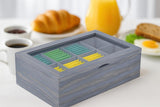 White Whale Tea Box Storage Natural Tea Chest Tea Bag Holder 8 Adjustable Tea Chest Compartments with Glass Window