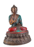 White Whale Brass Buddha Statue Blessing Buddha Sitting Buddhism Buddha/Gautam Buddha Murti for Home Decor Entrance Office Table Living Room Meditation Luck Gift Feng Shui
