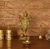 White Whale Brass Lord Vishnu Standing Religious Brass Statue Home Decor Figurine