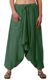 Whitewhale Mens Women Cotton Stripe Aladdin Loose Baggy Boho Hippie Harem Pants
