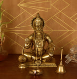 White Whale Lord Hanuman Super Fine Brass Statue Religious Strength God Sculpture Idol