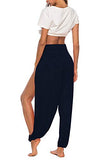 Whitewhale Women's Loose Fit Side Slit Harem Pants