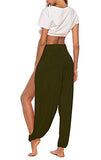 Whitewhale Women's Loose Fit Side Slit Harem Pants