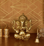White Whale Lord Ganesha Brass Statue Hindu Religious Lord Ganesh Sculpture Figurine Ideal for Gift & Home Decor
