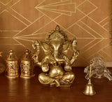 White Whale Lord Ganesha Brass Statue Hindu Religious Lord Ganesh Sculpture Figurine Ideal for Gift & Home Decor