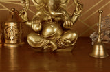 White Whale Lord Ganesha Brass Statue Hindu Religious Lord Ganesh Sculpture Figurine Ideal for Gift & Home Decor