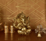 White Whale Lord Ganesha Brass Statue Hindu Religious Lord Ganesh Sculpture Figurine Ideal for Gift & Home Decor
