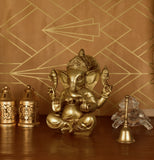 White Whale Lord Ganesha Brass Statue Hindu Religious Lord Ganesh Sculpture Figurine Ideal for Gift & Home Decor