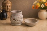 White Whale Carved Essential Oil Diffuser with Tea Light Holder for Aromatherapy -Artisan Handcarved Soapstone (Copy)