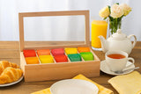 Whitewhale Wooden Tea Box Storage Natural Tea Chest Tea Bag Holder with Glass Window