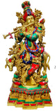 White Whale Lord Krishna Idol with Nandi Cow Brass Statue Idol Showpiece Statue Sculpture Murti