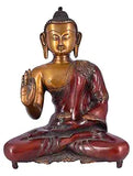 White Whale Brass Buddha Statue Murti for Home Decor Entrance Office Table Living Room Meditation Luck Gift Feng Shui Home Décor