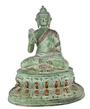 White Whale Brass Buddha Statue Murti for Home Decor Entrance Office Table Living Room Meditation Luck Gift Feng Shui Home Décor