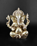 White Whale Lord Ganesha Brass Statue Hindu Religious Lord Ganesh Sculpture Figurine Ideal for Gift & Home Decor