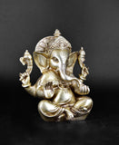 White Whale Lord Ganesha Brass Statue Hindu Religious Lord Ganesh Sculpture Figurine Ideal for Gift & Home Decor