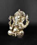 White Whale Lord Ganesha Brass Statue Hindu Religious Lord Ganesh Sculpture Figurine Ideal for Gift & Home Decor