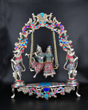 White Whale Brass Madhuram Anuraga Radha Krishna on a Swing - Spectacular Idol Made in Coimbatore and Embellished in Mysore | Best for Temple, Gifting