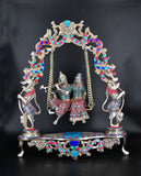 White Whale Brass Madhuram Anuraga Radha Krishna on a Swing - Spectacular Idol Made in Coimbatore and Embellished in Mysore | Best for Temple, Gifting