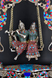White Whale Brass Madhuram Anuraga Radha Krishna on a Swing - Spectacular Idol Made in Coimbatore and Embellished in Mysore | Best for Temple, Gifting
