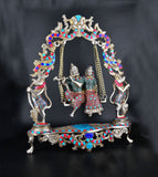 White Whale Brass Madhuram Anuraga Radha Krishna on a Swing - Spectacular Idol Made in Coimbatore and Embellished in Mysore | Best for Temple, Gifting