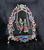 White Whale Brass Madhuram Anuraga Radha Krishna on a Swing - Spectacular Idol Made in Coimbatore and Embellished in Mysore | Best for Temple, Gifting